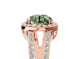 Rose gold Fancy Green Round  Halo Split Shank Diamond Ring with Four-Prong Setting_37