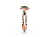 Rose gold Fancy Green Round  Halo Split Shank Diamond Ring with Pavé Setting_28