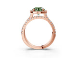 Rose gold Fancy Green Round  Halo Split Shank Diamond Ring with Pavé Setting_29