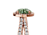 Rose gold Fancy Green Round  Halo Split Shank Diamond Ring with Pavé Setting_31