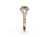 Rose gold Fancy Green Round  Halo Split Shank Diamond Ring with Prong Setting_22