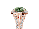 Rose gold Fancy Green Round  Halo Split Shank Diamond Ring with Prong Setting_25