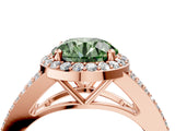 Rose gold Fancy Green Round  Halo Split Shank Pave Diamond Ring with Four-Prong Setting_52