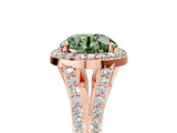 Rose gold Fancy Green Round  Halo Split Shank Pave Diamond Ring with Four-Prong Setting_53