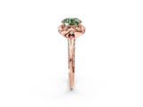 Rose gold Fancy Green Round  Halo Split Shank Pave Diamond Ring with Petal Prong Setting_22