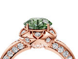 Rose gold Fancy Green Round  Halo Split Shank Pave Diamond Ring with Petal Prong Setting_24