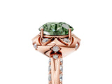 Rose gold Fancy Green Round  Halo Split Shank Pave Diamond Ring with Petal Prong Setting_25