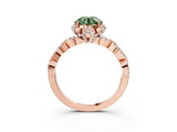 Rose gold Fancy Green Round  Halo Twist Band Solitaire Ring with Six-Prong Setting_6