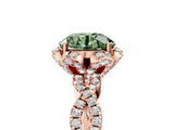 Rose gold Fancy Green Round  Halo Twist Band Solitaire Ring with Six-Prong Setting_8