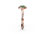 Rose gold Fancy Green Round  Halo Twist Band Solitaire Ring_22