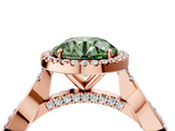 Rose gold Fancy Green Round  Halo Twist Band Solitaire Ring_24