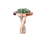 Rose gold Fancy Green Round  Halo Twist Band Solitaire Ring_25