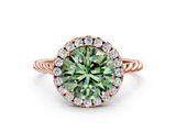 Rose gold Fancy Green Round  Halo Twisted Band Four-Prong Diamond Ring_20
