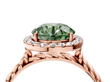 Rose gold Fancy Green Round  Halo Twisted Band Four-Prong Diamond Ring_24