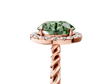 Rose gold Fancy Green Round  Halo Twisted Band Four-Prong Diamond Ring_25