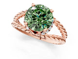 Rose gold Fancy Green Round  Halo Twisted Band Four-Prong Ring_33