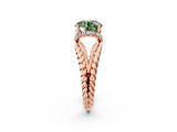 Rose gold Fancy Green Round  Halo Twisted Band Four-Prong Ring_34