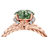 Rose gold Fancy Green Round  Halo Twisted Band Four-Prong Ring_36