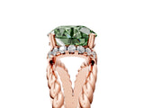 Rose gold Fancy Green Round  Halo Twisted Band Four-Prong Ring_37