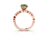 Rose gold Fancy Green Round  Milgrain Bezel Diamond Engagement Ring with Solitaire Prong Setting_169