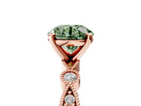 Rose gold Fancy Green Round  Milgrain Bezel Diamond Engagement Ring with Solitaire Prong Setting_171