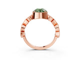 Rose gold Fancy Green Round  Milgrain Marquise Diamond Twist Band Ring_65