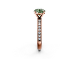 Rose gold Fancy Green Round  Milgrain Pave Diamond Engagement Ring with Four-Prong Setting_149