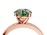 Rose gold Fancy Green Round  Milgrain Pave Diamond Engagement Ring with Four-Prong Setting_151