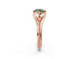 Rose gold Fancy Green Round  Solitaire Beaded Band Six-Prong Setting_2