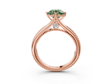 Rose gold Fancy Green Round  Solitaire Beaded Band Six-Prong Setting_3