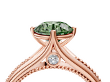 Rose gold Fancy Green Round  Solitaire Beaded Band Six-Prong Setting_4