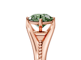 Rose gold Fancy Green Round  Solitaire Beaded Band Six-Prong Setting_5