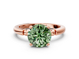 Rose gold Fancy Green Round  Solitaire Beaded Band with Four-Prong Setting_64