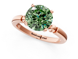 Rose gold Fancy Green Round  Solitaire Beaded Band with Four-Prong Setting_65