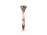 Rose gold Fancy Green Round  Solitaire Beaded Band with Four-Prong Setting_66
