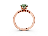 Rose gold Fancy Green Round  Solitaire Beaded Band with Four-Prong Setting_67