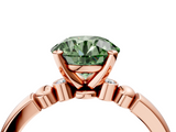 Rose gold Fancy Green Round  Solitaire Beaded Band with Four-Prong Setting_68