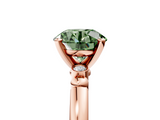 Rose gold Fancy Green Round  Solitaire Beaded Band with Four-Prong Setting_69