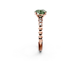 Rose gold Fancy Green Round  Solitaire Bezel Accent Diamond Engagement Ring with Beaded Band and Four-Prong Setting_58