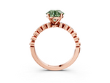 Rose gold Fancy Green Round  Solitaire Bezel Accent Diamond Engagement Ring with Beaded Band and Four-Prong Setting_59