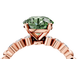 Rose gold Fancy Green Round  Solitaire Bezel Accent Diamond Engagement Ring with Beaded Band and Four-Prong Setting_60