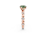 Rose gold Fancy Green Round  Solitaire Bezel-Set Diamond Ring with Beaded Band and Four-Prong Setting_34