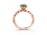 Rose gold Fancy Green Round  Solitaire Bezel-Set Diamond Ring with Beaded Band and Four-Prong Setting_35