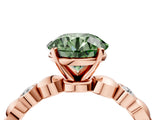 Rose gold Fancy Green Round  Solitaire Bezel-Set Diamond Ring with Beaded Band and Four-Prong Setting_36
