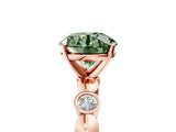 Rose gold Fancy Green Round  Solitaire Bezel-Set Diamond Ring with Beaded Band and Four-Prong Setting_37