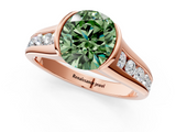 Rose gold Fancy Green Round  Solitaire Bezel-Set Diamond Ring with Channel-Set Band_37