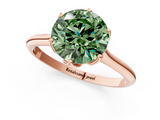 Rose gold Fancy Green Round  Solitaire Cathedral Diamond Ring with Six-Prong Setting_18