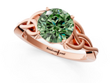 Rose gold Fancy Green Round  Solitaire Celtic Knot Engagement Ring with Four-Prong Setting_43