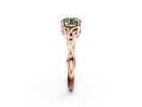 Rose gold Fancy Green Round  Solitaire Celtic Knot Engagement Ring with Four-Prong Setting_44