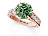 Rose gold Fancy Green Round  Solitaire Channel-Set Diamond Engagement Ring with Four-Prong Setting_33
